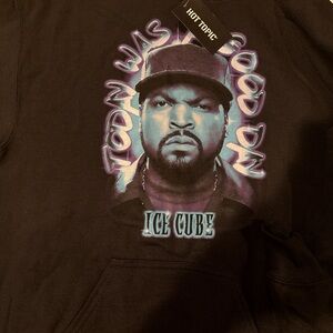 Hot Topic Black Hoodie with Ice Cube Graphic